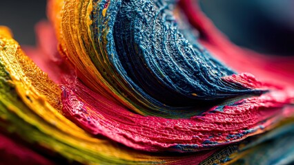 Close-up of vibrant, swirling paint textures showcasing vivid colors and intricate artistic details for creative projects.