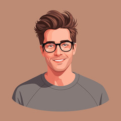 Fototapeta premium Illustrated Portrait of Man Wearing Glasses.