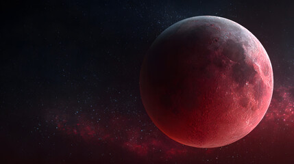 Fototapeta premium Detailed 3D Render of a Full Moon in Dark Space with Stars and Cosmic Elements