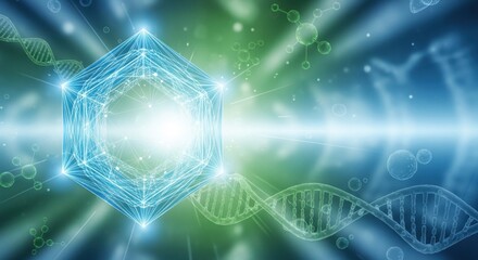 Obraz premium Futuristic scientific concept of genetic research and biotechnology.