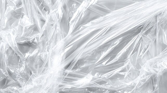 plastic overlay texture of realistic crumpled transparent plastic film wrap on black background,wrinkled stretched plastic effect.