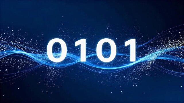 Binary code with glowing lines