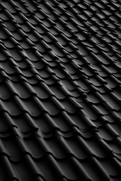 Dark Tiled Roof Pattern Close-Up Abstract Background.