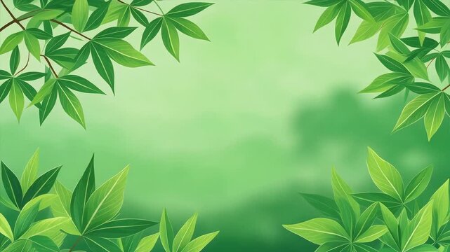 Green Leaves Frame and Lush Nature Background Generative AI