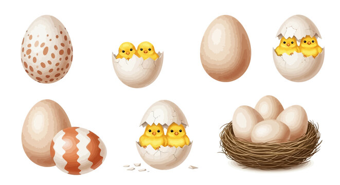 Eggs and chicks in nest.