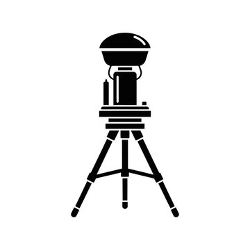 Silhouette of an RTK Drone Base Station on Tripod, Precision Surveying Antenna