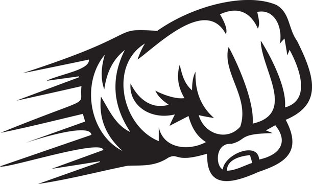 Punching Fist Speed Icon, Power, Motion, Strength Action Illustration