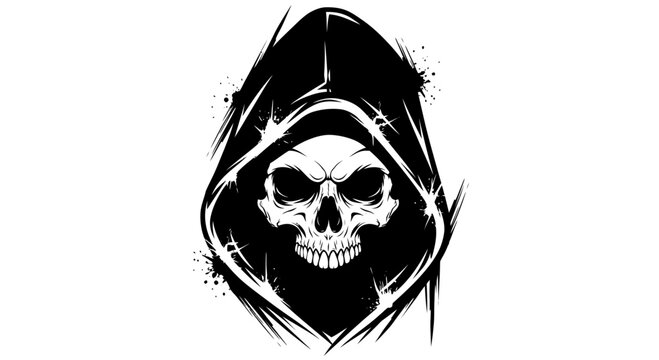 Grim Reaper Skull Hoodie Icon, Dark Symbol, Death Emblem