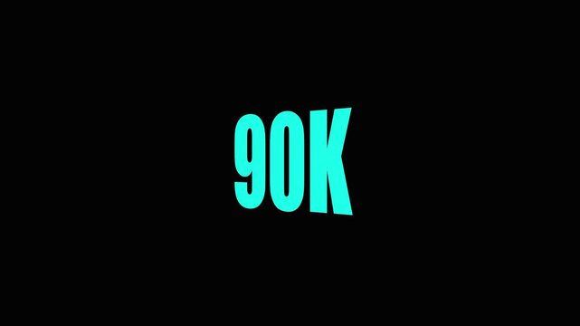 Large Teal 90 K Text on Black Background for Social Media Milestone Celebration teal text large text.