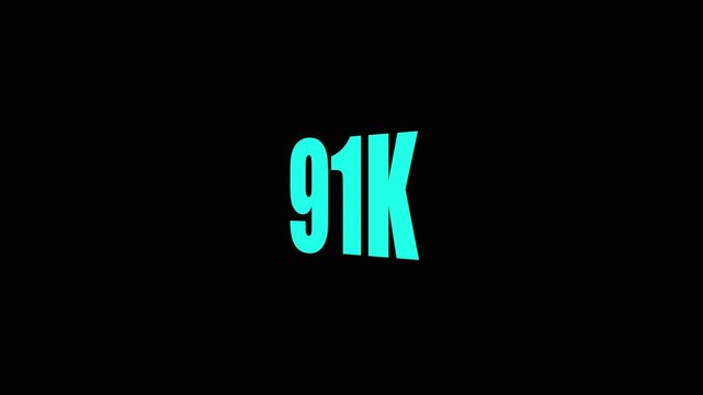 Large Teal 91 K Text on Black Background for Infographics, Statistics, and Presentations large text teal color.