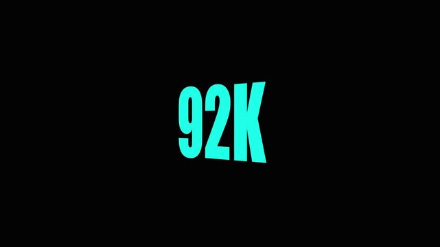 Large Teal 92 K Text on Black Background for Data Visualization and Infographics large text teal color.