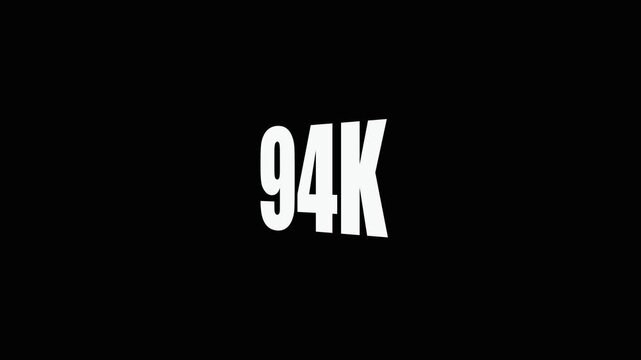 Large White 94 K Text on Black Background for Overlays and large text white text.