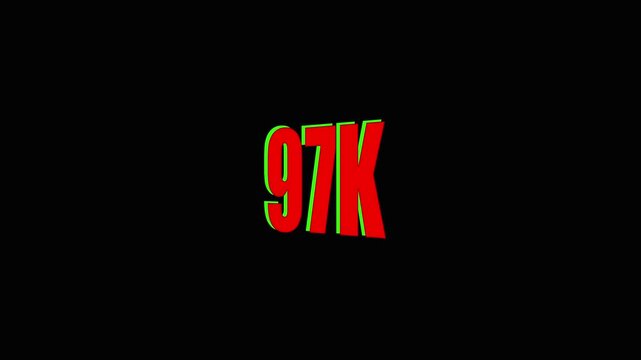 Neon 97 K Text with Green Glow on Black Background neon text numeric display.