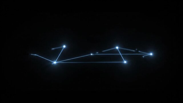 Abstract blue light constellation connecting stars on dark background