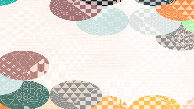 Japanese Traditional Pattern Background with Colorful Circles