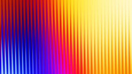 Vertical ribbed abstract background showcasing a striking gradient blending deep blues, vibrant purples, intense reds, and warm yellows, creating a rich and dynamic visual. © Safaite