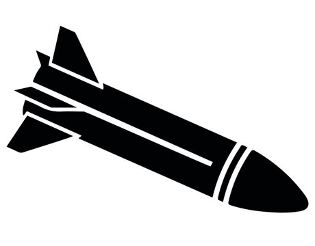  Military rocket flying silhouette icon symbol vector