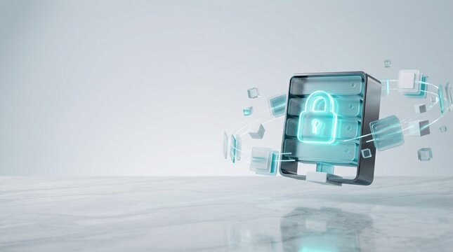 Digital secure server storage and futuristic data center room