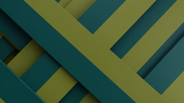 Abstract geometric graphic with overlapping strips of teal and olive green creating a modern design.