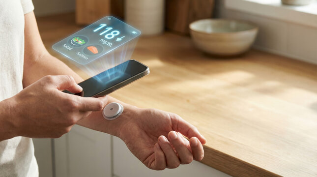 Glucose monitoring wearable device uses ai health tech for real time healthcare data tracking and management improving health awareness and control