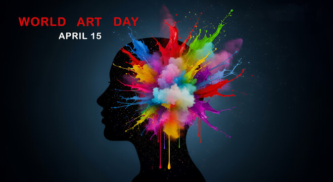 Creative mind exploding with vibrant colors for World Art Day