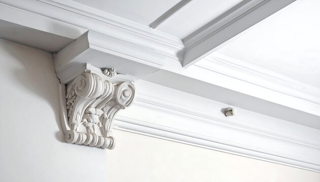 A white ornate architectural detail on a wall