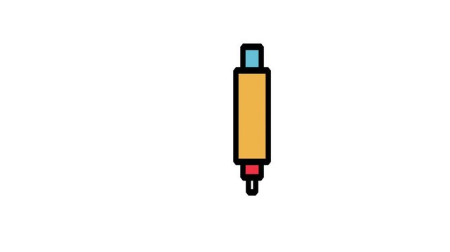 Animated medical pen or injector icon for professional healthcare documentation and clinical treatment procedure concepts.