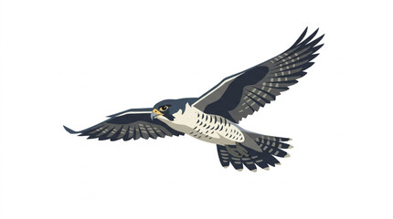 Obraz premium Peregrine Falcon Flying Illustration Isolated on White Background