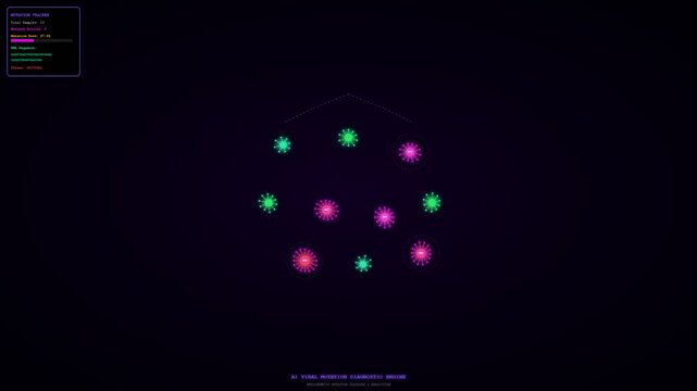 AI Diagnostic Algorithms meticulously monitor dynamic viral mutations and emerging biological threats, visualizing evolving genetic sequences and critical health data.