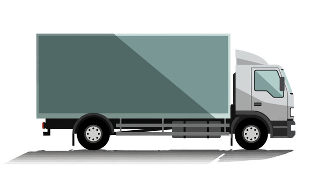 Flat vector illustration of an isolated delivery truck on white background.