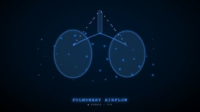 An advanced Biometric Data Flow visualization illustrates the intricate process of human pulmonary airflow, capturing the inhale and exhale cycles in a sleek, glowing blue digital display.