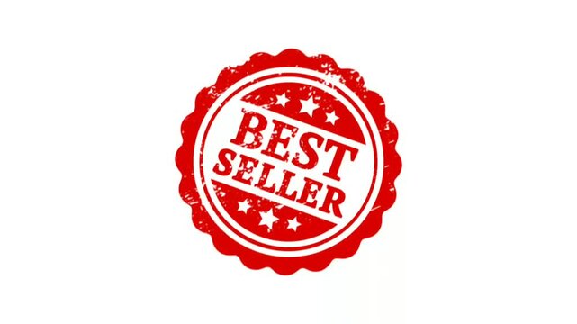 Best seller stamp animation with red color