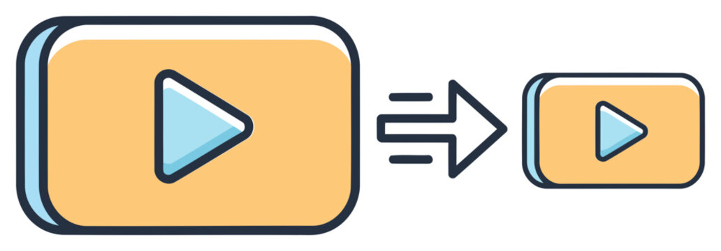 Video resize icon media scaling play button transformation clean vector design
