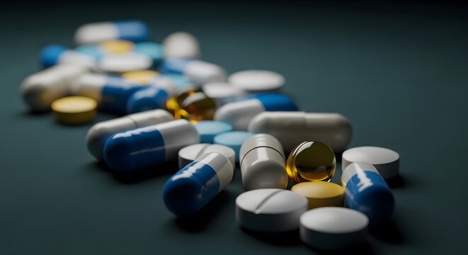 World anti drug day stop drug abuse pills and capsules representing addiction