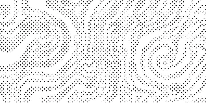 Seamless geometric pattern design featuring a black and white abstract vector background with halftone dots and a digital grid texture for a modern art wallpaper backdrop