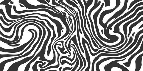 Obraz premium Seamless zebra skin pattern and vector texture design featuring black animal print curves and vintage ornament lines for a textile backdrop or decorative wallpaper illustration