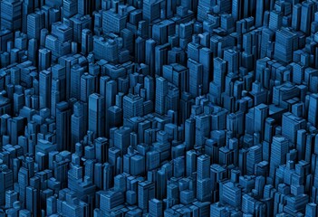 Fototapeta premium Abstract background of blue geometric rectangular blocks