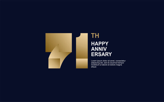 Number 71 logo icon design on black background for celebration event, gold 3d numbers, 71th birthday logo number, anniversary 71