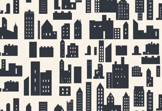 Stylish city skyline silhouette seamless pattern