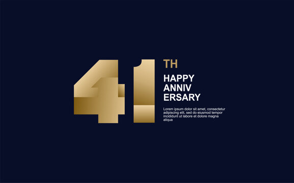 Number 41 logo icon design on black background for celebration event, gold 3d numbers, 41th birthday logo number, anniversary 41