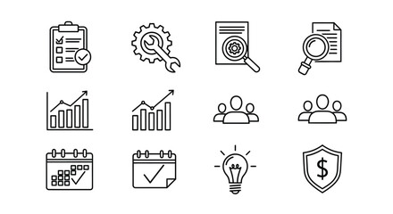 Fototapeta premium A collection of diverse household and utility icons in black and white Vector