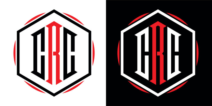 CRC letter logo design template, black and white color template