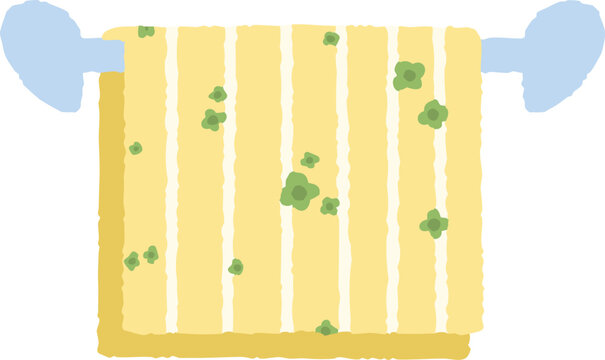 Cute yellow bath towel hanging vector element