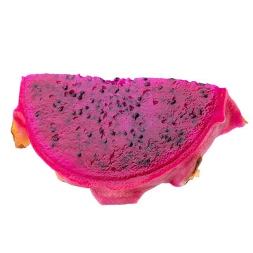 Fresh red dragon fruit isolated on a transparent background