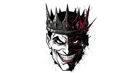 Obraz premium Evil Clown King with Cracked Crown