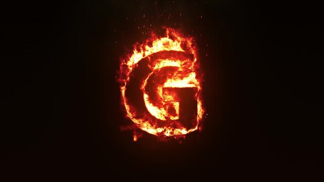 Fiery Letter G. Burning Alphabet. Letter Animation With Flames
