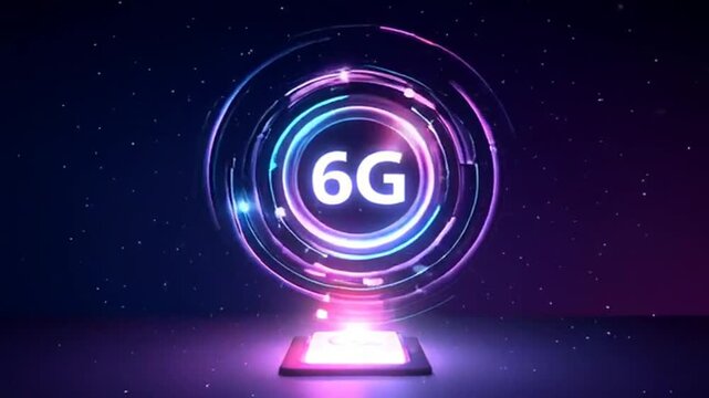 Radio wave with 6g icon. Internet button. 6g banner for streaming. 6G circle streaming icon with radio wave.