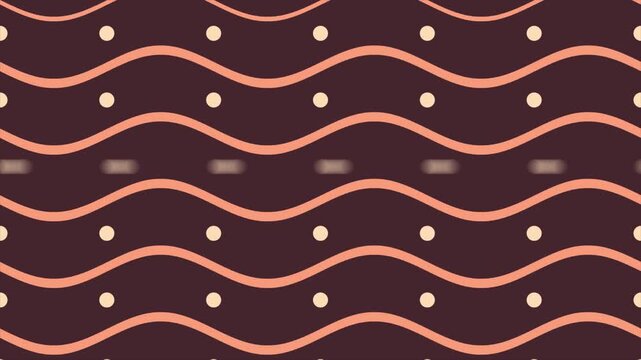 Brown and Orange Horizontal Wavy Lines with Polka Dots Seamless Pattern Minimalist Abstract Geometric Style Background for Textile Print and Web Graphic Design