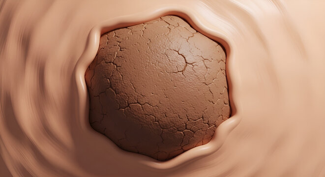 Macro 3D illustration of an eschar necrotic skin lesion