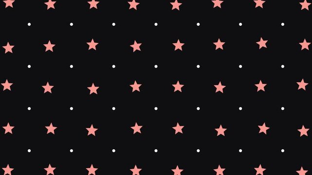 Pink Stars and White Polka Dots Minimalist Geometric Pattern Seamless Decorative Wallpaper Background for Graphic Design and Textile Printing